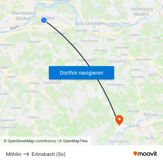 Möhlin to Erlinsbach (So) map