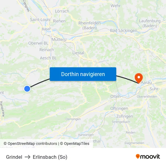 Grindel to Erlinsbach (So) map