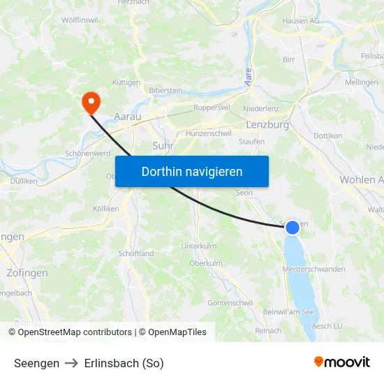 Seengen to Erlinsbach (So) map