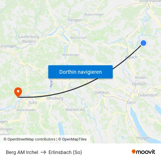 Berg AM Irchel to Erlinsbach (So) map