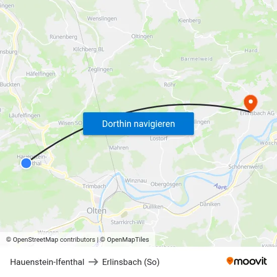 Hauenstein-Ifenthal to Erlinsbach (So) map