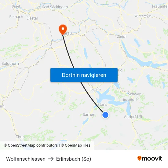Wolfenschiessen to Erlinsbach (So) map