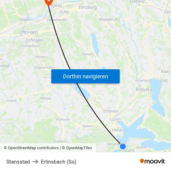 Stansstad to Erlinsbach (So) map