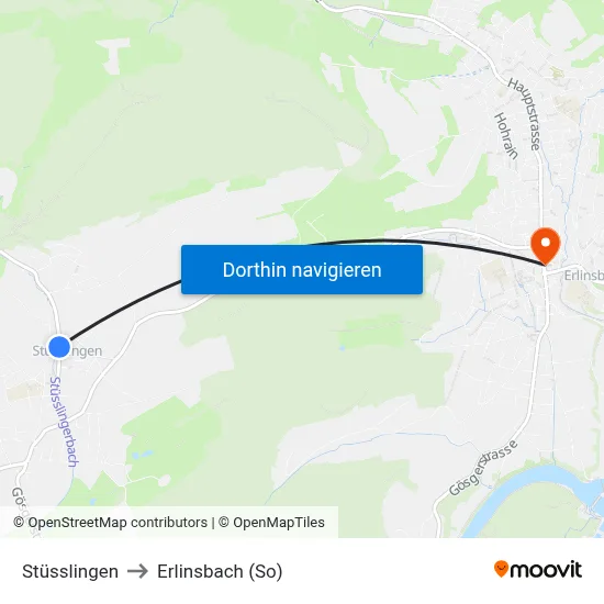 Stüsslingen to Erlinsbach (So) map