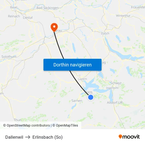Dallenwil to Erlinsbach (So) map