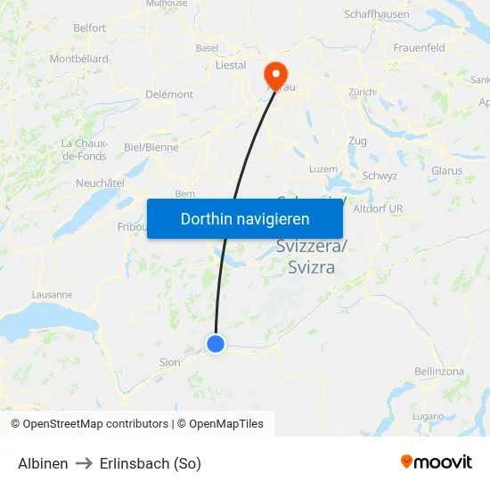 Albinen to Erlinsbach (So) map