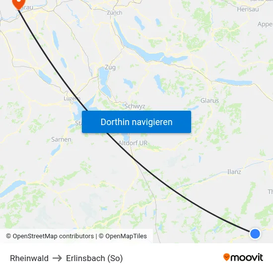 Rheinwald to Erlinsbach (So) map