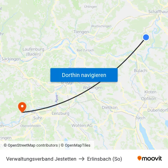 Verwaltungsverband Jestetten to Erlinsbach (So) map