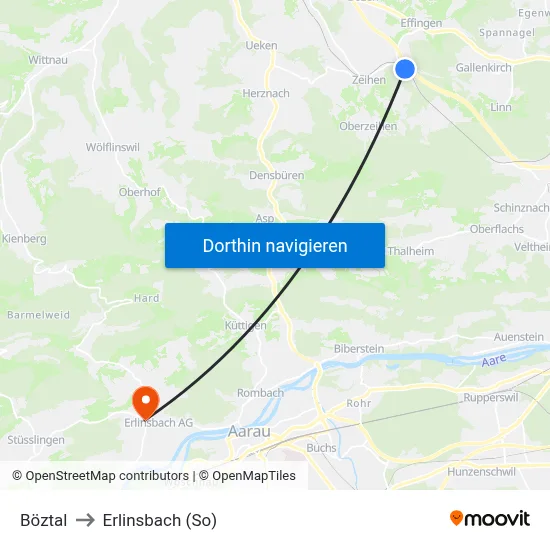 Böztal to Erlinsbach (So) map
