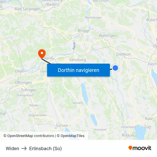 Widen to Erlinsbach (So) map