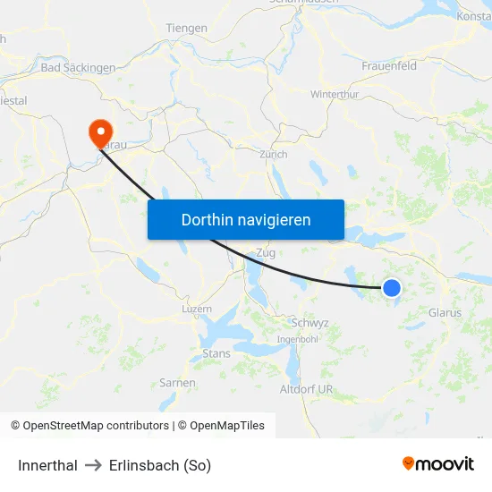 Innerthal to Erlinsbach (So) map