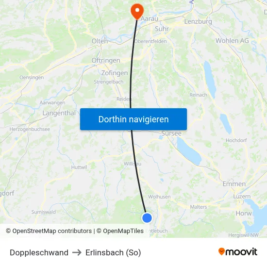 Doppleschwand to Erlinsbach (So) map