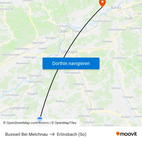 Busswil Bei Melchnau to Erlinsbach (So) map