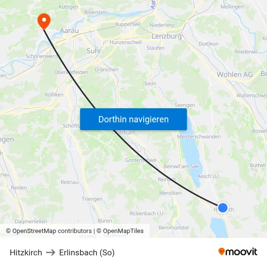 Hitzkirch to Erlinsbach (So) map