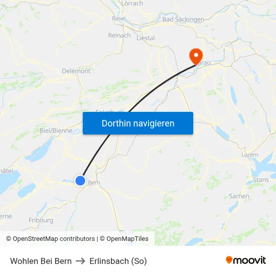 Wohlen Bei Bern to Erlinsbach (So) map
