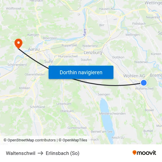 Waltenschwil to Erlinsbach (So) map