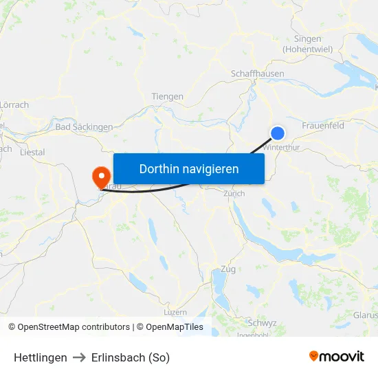 Hettlingen to Erlinsbach (So) map
