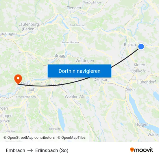 Embrach to Erlinsbach (So) map
