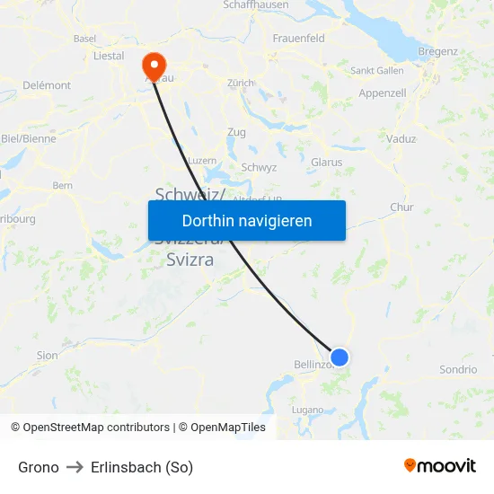 Grono to Erlinsbach (So) map