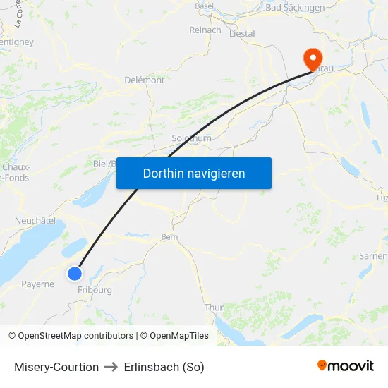 Misery-Courtion to Erlinsbach (So) map