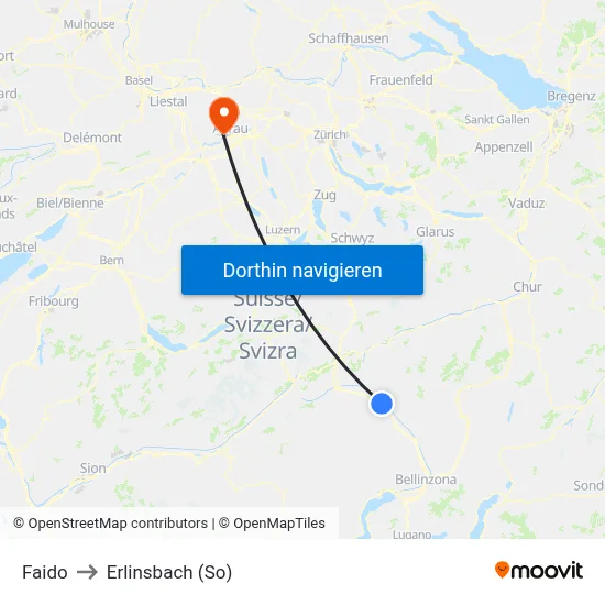 Faido to Erlinsbach (So) map