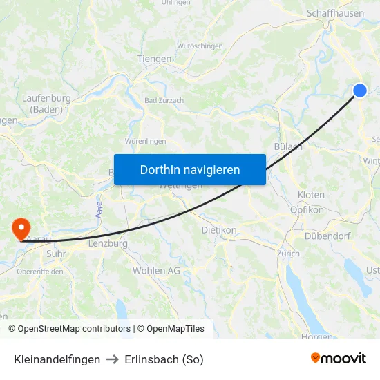 Kleinandelfingen to Erlinsbach (So) map