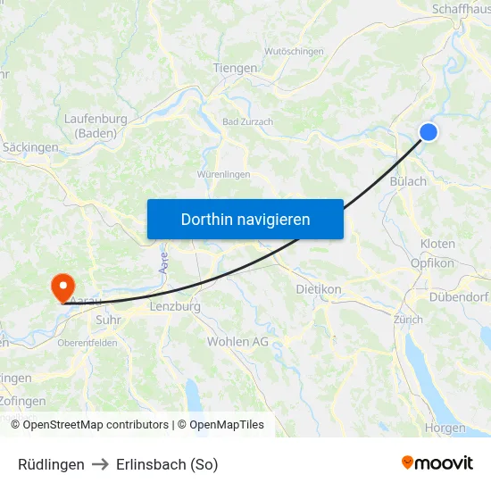 Rüdlingen to Erlinsbach (So) map