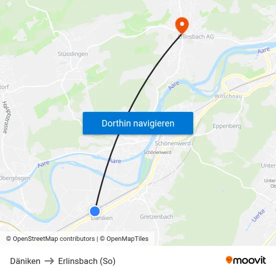 Däniken to Erlinsbach (So) map