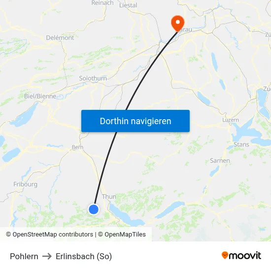 Pohlern to Erlinsbach (So) map