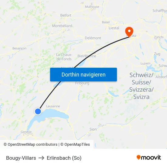 Bougy-Villars to Erlinsbach (So) map
