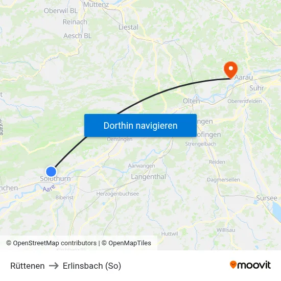 Rüttenen to Erlinsbach (So) map