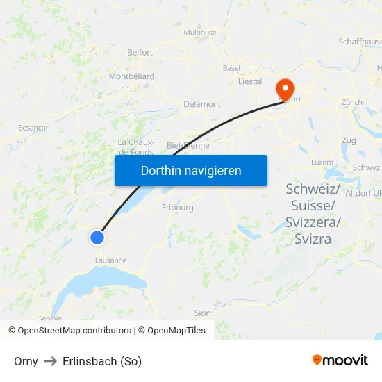 Orny to Erlinsbach (So) map