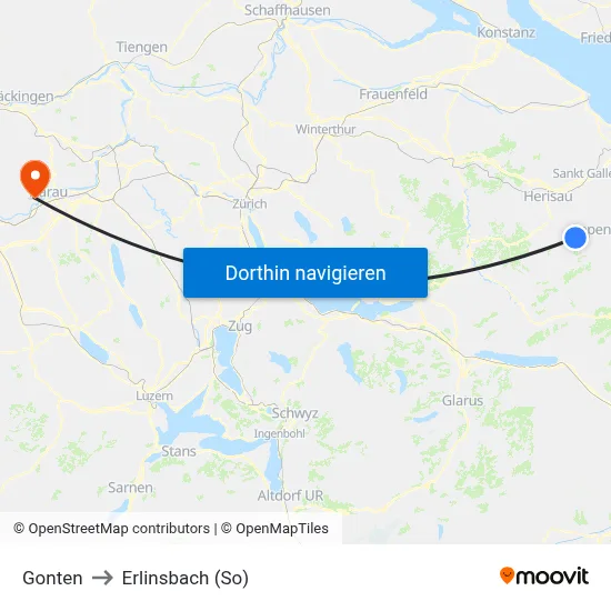 Gonten to Erlinsbach (So) map
