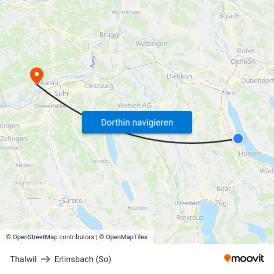 Thalwil to Erlinsbach (So) map