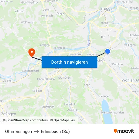 Othmarsingen to Erlinsbach (So) map