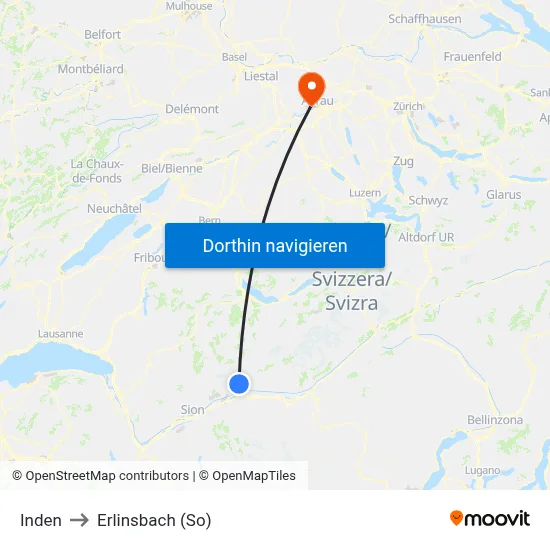 Inden to Erlinsbach (So) map