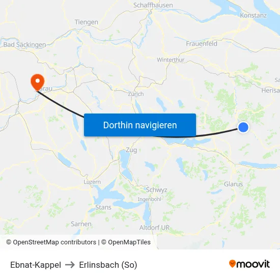 Ebnat-Kappel to Erlinsbach (So) map
