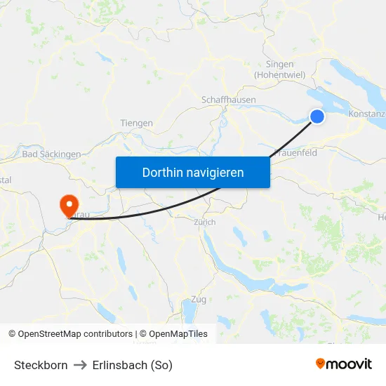 Steckborn to Erlinsbach (So) map