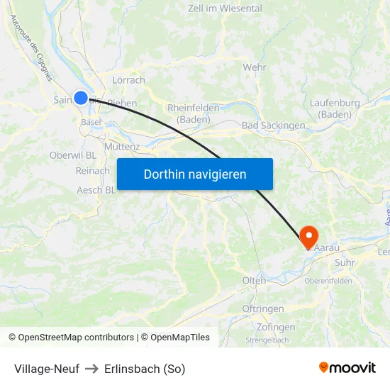 Village-Neuf to Erlinsbach (So) map