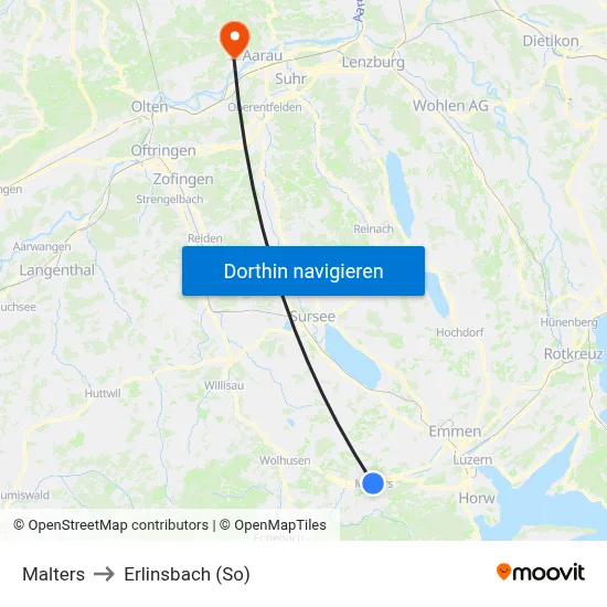 Malters to Erlinsbach (So) map