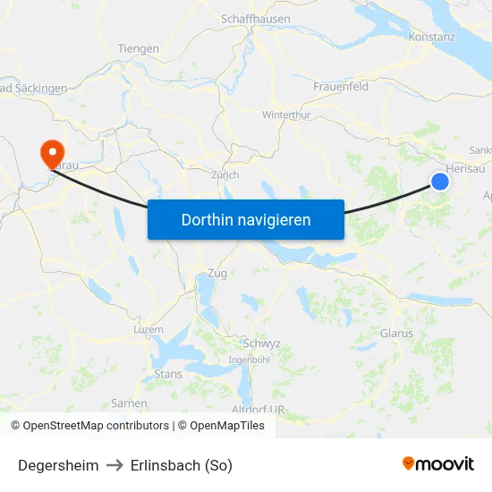 Degersheim to Erlinsbach (So) map