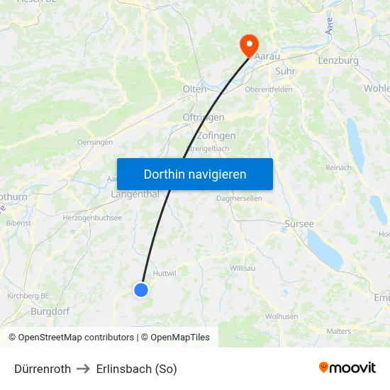 Dürrenroth to Erlinsbach (So) map