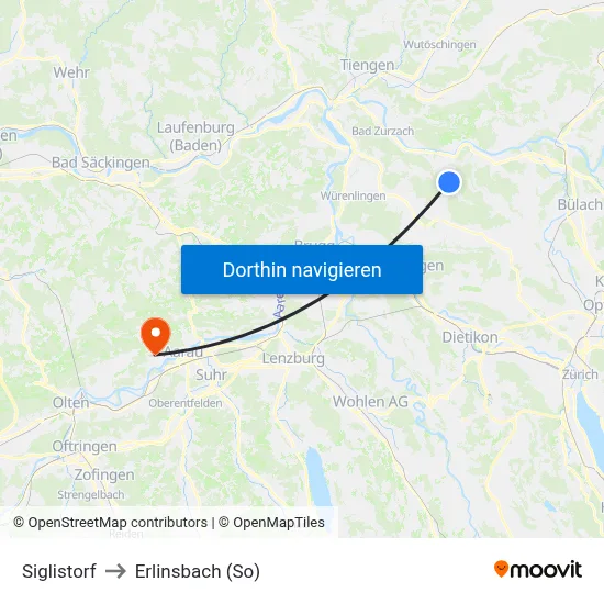 Siglistorf to Erlinsbach (So) map