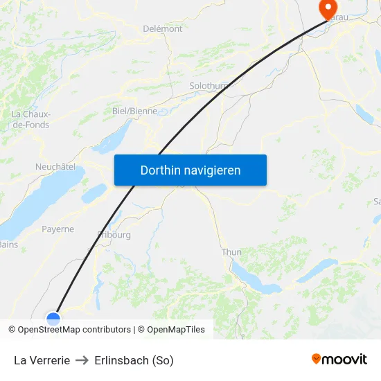 La Verrerie to Erlinsbach (So) map