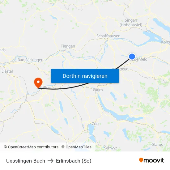 Uesslingen-Buch to Erlinsbach (So) map