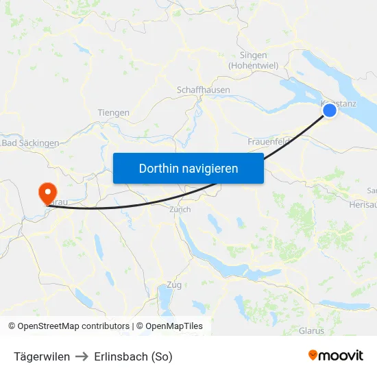 Tägerwilen to Erlinsbach (So) map