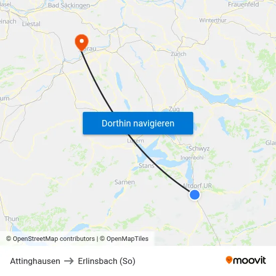 Attinghausen to Erlinsbach (So) map