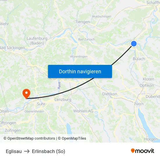 Eglisau to Erlinsbach (So) map