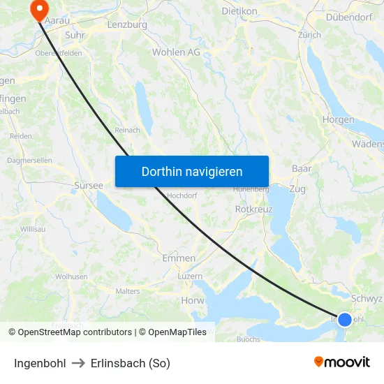 Ingenbohl to Erlinsbach (So) map