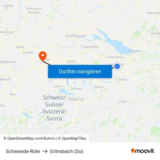 Schwende-Rüte to Erlinsbach (So) map